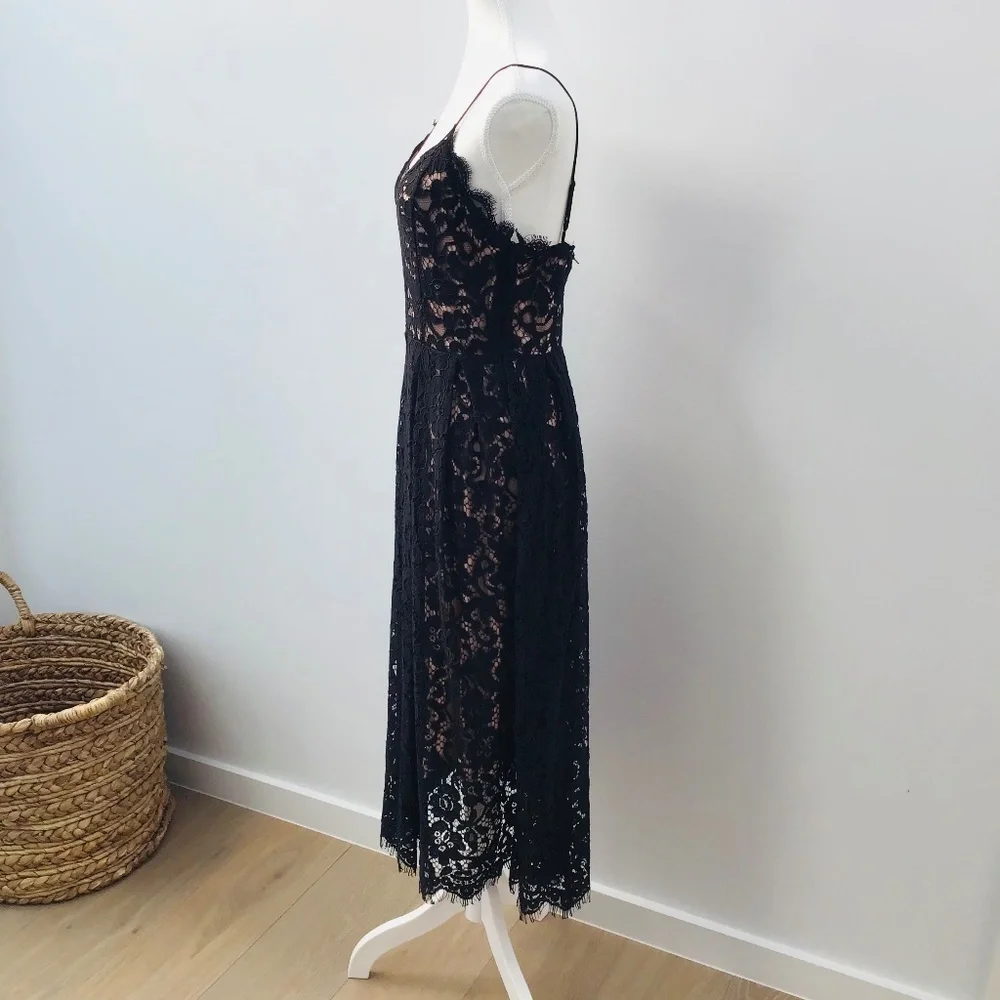 H&M size 10/38 premium collection black and dusty rose lace dress BNWT - Picture 6 of 12